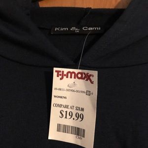 NWT. Kim & Cami light weight ruffle hoodie.